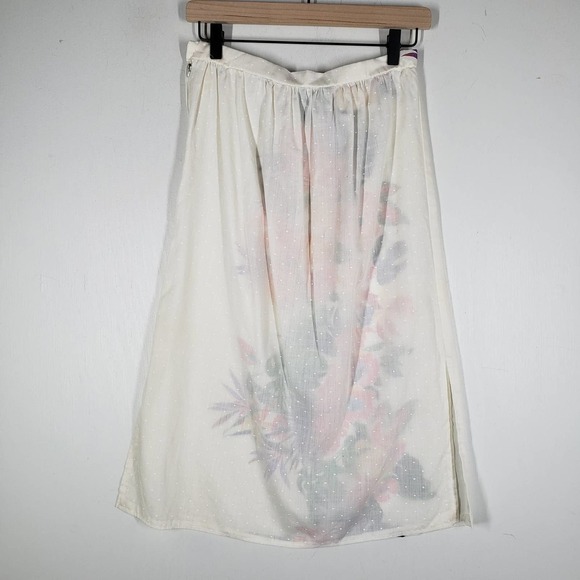Vintage Frederick's Of Hollywood Floral Midi Skirt‎ 13 6 White Tropical - Picture 8 of 13